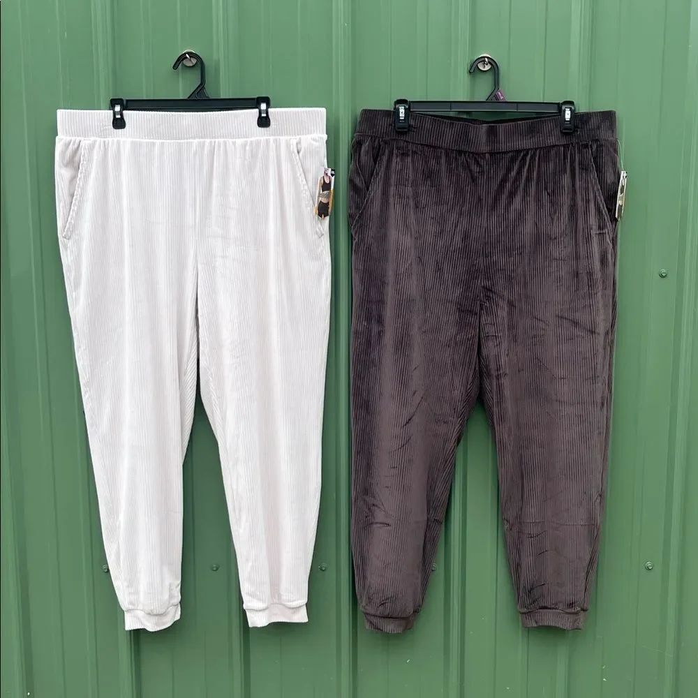 Women's Ribbed Velour Jogger Pants 2-Pack Size XXL